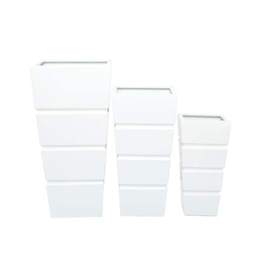 White Modern Planter, Set of 3" 13", 10", 15"